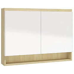 Avis Helloshop26 Armoire à miroir de salle de bain 80 x 15 x 60cm MDF blanc et chêne 02_0006716