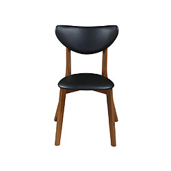 Vente-Unique Lot de 6 chaises en simili et bois d'hévéa - Noir et Naturel foncé - LISETTE