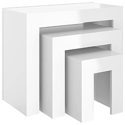 vidaXL Tables basses gigognes 3 pcs Blanc brillant Bois d'ingénierie