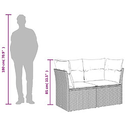 vidaXL Canapé de jardin avec coussins 2 places marron résine tressée pas cher