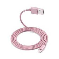 Little Boutik Câble Metal Nylon Renforcé Chargeur USB Couleur Rose pour IPhone 1,5m Tréssé Compatible IPhone 5s 6 6S 7 8 X Couleur