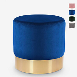 Ahd Amazing Home Design Pouf repose-pieds tabouret bas rembourré rond design velours Rossetto, Couleur: Bleu