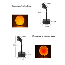 Universal USB Rainbow Sunset Red Projector LED Nightlight Solar Projector Lamp Room Bar Cafe Wall Decoration Lighting(Le noir)