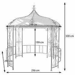 Decoshop26 Pergola pavillon arche de jardin rond tonnelle chapiteau tente de réception cadre en acier robuste Ø 3m crème 04_0004059