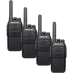 Retevis 4 talkie walkie 16 Canaux longue portée pour école, activités noir 