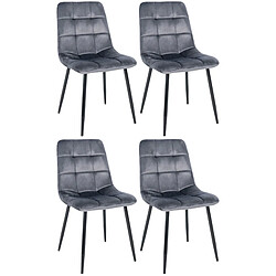 Decoshop26 Lot de 4 chaises de salle à manger style moderne et confortable en tissu velours gris foncé et métal noir 10_0001787 