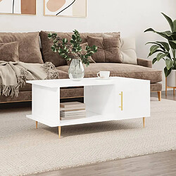 Maison Chic Table basse,Table Console Table d'appoint, Table pour salon Blanc brillant 90x50x40 cm Bois d'ingénierie -MN66787