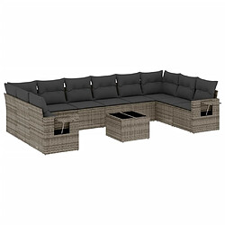 Maison Chic Salon de jardin 11 pcs avec coussins | Ensemble de Table et chaises | Mobilier d'Extérieur gris résine tressée -GKD11794