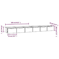 vidaXL Armoires murales 2pcs Sonoma gris 102x30x20cm Bois d'ingénierie pas cher