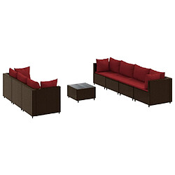 vidaXL Salon de jardin avec coussins 8 pcs marron résine tressée