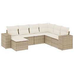 vidaXL Salon de jardin avec coussins 7 pcs beige résine tressée