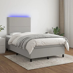 vidaXL Sommier à lattes de lit et matelas et LED Gris clair 120x200 cm