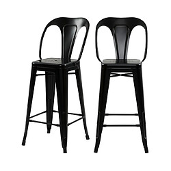 Rendez Vous Deco Chaise de bar mi-hauteur Indus noir mat 67 cm (lot de 2)