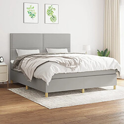 vidaXL Sommier à lattes de lit avec matelas Gris clair 160x200cm Tissu