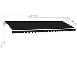 vidaXL Auvent automatique capteur de vent et LED 500x350 cm Anthracite pas cher