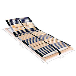 vidaXL Sommier à lattes sans matelas avec 42 lattes 7 zones 90x200 cm pas cher