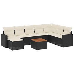 Maison Chic Salon de jardin 10 pcs avec coussins, Ensemble Tables et chaises d'extérieur noir résine tressée -GKD744035