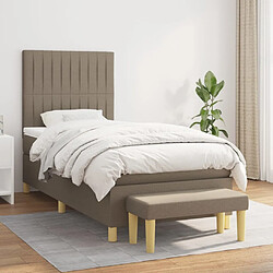 vidaXL Sommier à lattes de lit avec matelas Taupe 100x200 cm Tissu