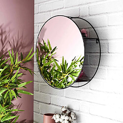 The Home Deco Factory Miroir rond avec étagère en fer 45 cm.