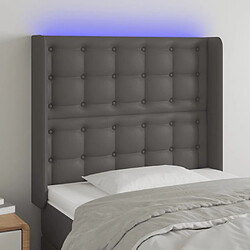 Maison Chic Tête de lit scandinave à LED,meuble de chambre Gris 93x16x118/128 cm Similicuir -MN53773