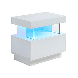 Avis Vente-Unique Lot de 2 tables de chevet 1 tiroir et 1 niche - Avec LEDs - MDF - Blanc laqué - FABIO II