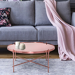 WOMO-DESIGN Table d'appoint ronde plateau en verre cadre en métal cuivre Ø 75 cm