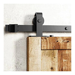 Secury-T Rail porte coulissante loft/fermière 2m acier noir pour porte en bois 