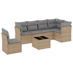 vidaXL Salon de jardin avec coussins 7 pcs beige résine tressée