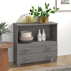 Maison Chic Buffet,Meuble de Rangement,commode pour salon,Cuisine HAMAR Gris clair 85x35x80 cm Bois massif de pin -MN26604