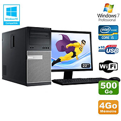 Lot PC Tour Dell 7010 Core I5-3470 3.2Ghz 4Go 500Go DVD WIFI Win 7 + Ecran 22 - Occasion