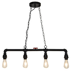 Sampa Lustre ou plafonnier Robin 100cm réglable métal noir et rouge compatible LED