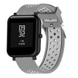 Wewoo Bracelet pour montre connectée Dragonne sport en silicone bicolore Xiaomi Huami Amazfit Bip Lite version 20 mm gris blanc 