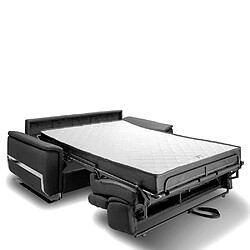 Inside 75 Canapé convertible express REAUMUR 140cm matelas 16cm pieds luge polyuréthane noir