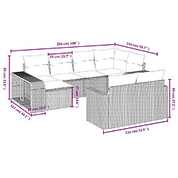 vidaXL Salon de jardin avec coussins 10 pcs gris résine tressée pas cher