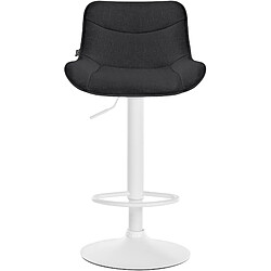 Decoshop26 Lot de 2 tabourets de bar x1 avec coutures décoratives en tissu noir pied en trompette métal blanc 10_0004462