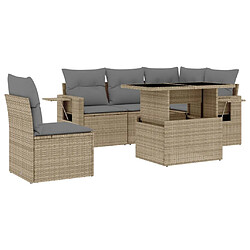 vidaXL Salon de jardin avec coussins 6 pcs beige résine tressée