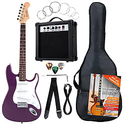 Pack Guitar Electrique Banger's Pack Set de Rocktile, 8 Pièces Pourpre