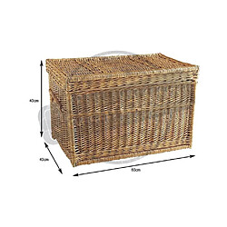 Aubry Gaspard Malle de rangement en osier buff 60 x 40 x 40 cm.