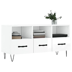 Avis Maison Chic Meuble TV scandinave - Banc TV pour salon Blanc brillant 102x36x50 cm Bois d'ingénierie -MN22829