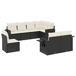 vidaXL Salon de jardin 8 pcs avec coussins noir résine tressée