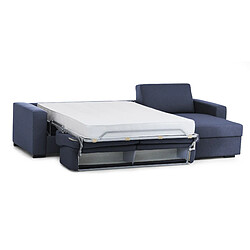 Acheter Autrement Talamo Italia Canapé-lit d'angle Elisabetta, Made in Italy, Ouverture pivotante avec matelas et filet inclus, avec péninsule conteneur réversible, avec accoudoirs standard, Cm: 280x95h90, couleur Bleu