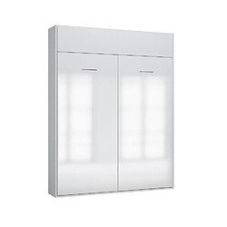 Acheter Inside 75 Armoire lit escamotable DYNAMO SOFA accoudoirs façade blanc brillant canapé rouge 160*200 cm