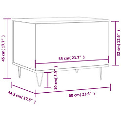 vidaXL Table basse Sonoma gris 60x44,5x45 cm Bois d'ingénierie pas cher