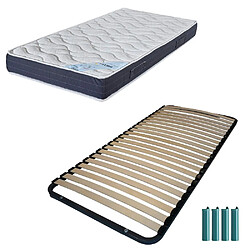 Ebac Matelas mousse + Sommier métal démonté 90x190 Melior - Hauteur 20 cm - Soutien ferme