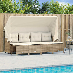 vidaXL Salon de jardin avec coussins 5 pcs beige résine tressée 