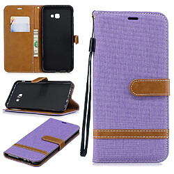 Etui en PU tissu jean bicolore violet pour votre Samsung Galaxy J4 Plus/J4 Prime 