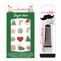 Scrapcooking Décors sucrés de Noël Sweet Christmas + Stylo de glaçage noir