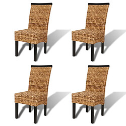 vidaXL Chaises à manger lot de 4 bois solide de manguier et abaca