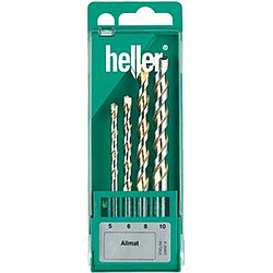 Heller Jeu de forets universels Allmat dans une boîte en plastique, Quantité : 4 pièces, Contenu 5 6 8 10 mm