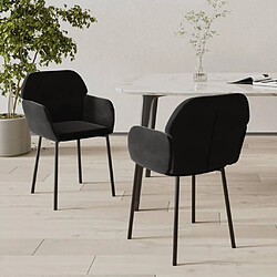 vidaXL Chaises à manger lot de 2 Noir Velours 